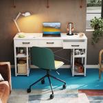 Modern Small Computer Desk with Fabric Drawers