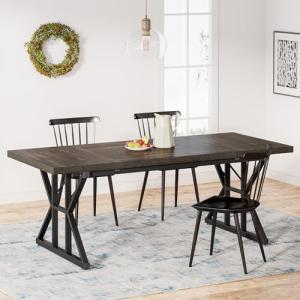 Tribesigns Farmhouse Dining Table for 6 People, 70.8-Inch Rectangular Wood Dining Table, Rustic Kitchen Table with Heavy Duty Metal Legs for Dining Room (Black, 70.8 Inch)