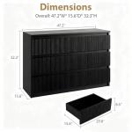 Jocoevol 6 Drawer Dresser Black Modern Fluted Tall Wooden Chest Double Dresser for Bedroom, Living Room, Closet
