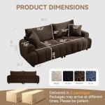 Abbrevi 88 "Modern Boucle Sofa Couch, Oversized Comfy 3 Seater Sherpa Curved Sofas Deep Seat, Upholstered Loveseat Teddy Round Arm Couches for Living Room, Bedroom, Brown