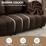 Abbrevi 88 "Modern Boucle Sofa Couch, Oversized Comfy 3 Seater Sherpa Curved Sofas Deep Seat, Upholstered Loveseat Teddy Round Arm Couches for Living Room, Bedroom, Brown