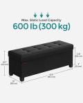 SONGMICS Storage Ottoman Bench, Foldable Foot Rest with Legs, 15 x 43 x 15.7 Inches, End of Bed Bench, Storage Chest, Load up to 660 lb, for Living Room, Bedroom, Entryway, Ink Black ULSF018B01