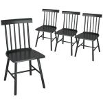 HOMCOM Windsor Dining Chairs Set of 4, Farmhouse Wooden Kitchen Chairs with Rubber Wood Frame and Spindle Backrest for Dining Room, Living Room, Black