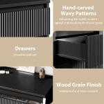Jocoevol 6 Drawer Dresser Black Modern Fluted Tall Wooden Chest Double Dresser for Bedroom, Living Room, Closet
