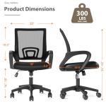 OS MOTOR Home Office Chair, Ergonomic Mid-Back Mesh Desk Chair with Lumbar Support, Adjustable Swivel Rolling Design, Comfy Armrest for Work, Study, Gaming, Vanity, Black