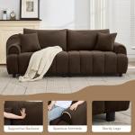Abbrevi 88 "Modern Boucle Sofa Couch, Oversized Comfy 3 Seater Sherpa Curved Sofas Deep Seat, Upholstered Loveseat Teddy Round Arm Couches for Living Room, Bedroom, Brown