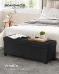SONGMICS Storage Ottoman Bench, Foldable Foot Rest with Legs, 15 x 43 x 15.7 Inches, End of Bed Bench, Storage Chest, Load up to 660 lb, for Living Room, Bedroom, Entryway, Ink Black ULSF018B01