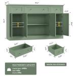 HITHOS 55" Sideboard Buffet Cabinet with Storage, Modern Kitchen Buffet Storage Cabinet with Drawers, Wood Coffee Bar with Adjustable Shelves, Large Sideboard for Kitchen, Living Room, Green