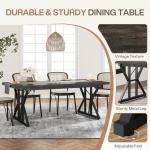 Tribesigns Farmhouse Dining Table for 6 People, 70.8-Inch Rectangular Wood Dining Table, Rustic Kitchen Table with Heavy Duty Metal Legs for Dining Room (Black, 70.8 Inch)