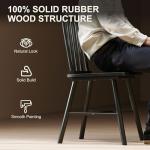 HOMCOM Windsor Dining Chairs Set of 4, Farmhouse Wooden Kitchen Chairs with Rubber Wood Frame and Spindle Backrest for Dining Room, Living Room, Black