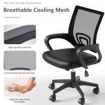 OS MOTOR Home Office Chair, Ergonomic Mid-Back Mesh Desk Chair with Lumbar Support, Adjustable Swivel Rolling Design, Comfy Armrest for Work, Study, Gaming, Vanity, Black