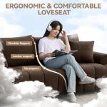 Abbrevi 88 "Modern Boucle Sofa Couch, Oversized Comfy 3 Seater Sherpa Curved Sofas Deep Seat, Upholstered Loveseat Teddy Round Arm Couches for Living Room, Bedroom, Brown