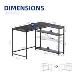 Pamray 43 Inch L Shaped Computer Desk with Reversible Side Storage Shelves, Small Corner Desk for Small Space Home Office,Writing Study Table Gaming PC Desk for Bedroom,Black