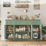 HITHOS 55" Sideboard Buffet Cabinet with Storage, Modern Kitchen Buffet Storage Cabinet with Drawers, Wood Coffee Bar with Adjustable Shelves, Large Sideboard for Kitchen, Living Room, Green