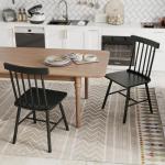 HOMCOM Windsor Dining Chairs Set of 4, Farmhouse Wooden Kitchen Chairs with Rubber Wood Frame and Spindle Backrest for Dining Room, Living Room, Black