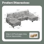 Furniwell Convertible Sectional Sofa Couch, 4 Seat Sofa Set for Living Room U-Shaped Modern Fabric Modular Sofa Sleeper with Double Chaise & Memory Foam (Fabric, Grey)