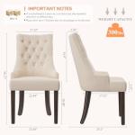 COLAMY Fabric Side Dining Chairs Set of 4, Wingback Upholstered Dining Room Chairs with Tufted Button, Living Room Chairs for Home Kitchen, Beige