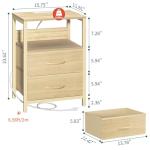 Yoobure Nightstand with Charging Station, Small Night Stand with Fabric Drawers and Storage Shelf for Bedrooms, Nightstands for Small Spaces, Bedside Table with USB Ports & Outlets, Bed Side Table