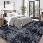 8x10 Area Rugs for Living Room Bedroom: Black Grey Soft Fluffy Shag Upgrade Non-Slip High Pile Carpet Large Fuzzy Plush Indoor Floor Decor Shaggy Rug for Kid Boys Girls Playroom Nursery Modern Home