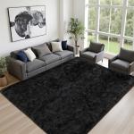 8x10 Area Rugs for Living Room Bedroom: Ultra Soft Fluffy Shag Rug Upgrade Non-Slip Non-Shedding Large Fuzzy Plush Carpet Indoor Floor Carpets for Kids Room Playroom Nursery Dorms Home Decor Black