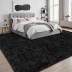8x10 Area Rugs for Living Room Bedroom: Ultra Soft Fluffy Shag Rug Upgrade Non-Slip Non-Shedding Large Fuzzy Plush Carpet Indoor Floor Carpets for Kids Room Playroom Nursery Dorms Home Decor Black