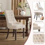 COLAMY Fabric Side Dining Chairs Set of 4, Wingback Upholstered Dining Room Chairs with Tufted Button, Living Room Chairs for Home Kitchen, Beige