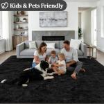 8x10 Area Rugs for Living Room Bedroom: Ultra Soft Fluffy Shag Rug Upgrade Non-Slip Non-Shedding Large Fuzzy Plush Carpet Indoor Floor Carpets for Kids Room Playroom Nursery Dorms Home Decor Black