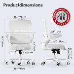 Office Chair - Ergonomic Desk Chair with Adjustable Lumbar Support, Mesh Computer Chair, Executive Chair for Home Office Comfortable Lumbar Support (White White)