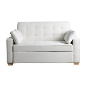 Serta Ainsley 66.5" Convertible Sleeper Loveseat, Full Size, Dreamcoil Comfort, Soft Woven Fabric, Oyster