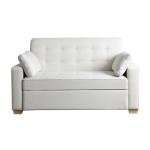 Serta Ainsley 66.5" Convertible Sleeper Loveseat, Full Size, Dreamcoil Comfort, Soft Woven Fabric, Oyster