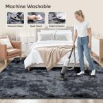 8x10 Area Rugs for Living Room Bedroom: Black Grey Soft Fluffy Shag Upgrade Non-Slip High Pile Carpet Large Fuzzy Plush Indoor Floor Decor Shaggy Rug for Kid Boys Girls Playroom Nursery Modern Home