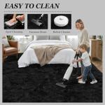 8x10 Area Rugs for Living Room Bedroom: Ultra Soft Fluffy Shag Rug Upgrade Non-Slip Non-Shedding Large Fuzzy Plush Carpet Indoor Floor Carpets for Kids Room Playroom Nursery Dorms Home Decor Black
