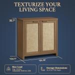 OAKHAM HOME Hampstead Storage Sideboard Cabinet with Rattan Doors and Adjustable Shelves, Buffet Kitchen Cabinet Cupboard Console for Living Room