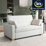 Serta Ainsley 66.5" Convertible Sleeper Loveseat, Full Size, Dreamcoil Comfort, Soft Woven Fabric, Oyster