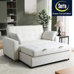 Serta Ainsley 66.5" Convertible Sleeper Loveseat, Full Size, Dreamcoil Comfort, Soft Woven Fabric, Oyster