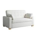 Serta Ainsley 66.5" Convertible Sleeper Loveseat, Full Size, Dreamcoil Comfort, Soft Woven Fabric, Oyster