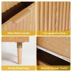 DWVO 3 Fluted Drawer Dresser, 32.5 Wider Modern Dressers Chest of Drawers with Solid Wood Leg, Wood Storage Dresser Nightstand Organizer for Dorms, Flats, Living Rooms, Hallways, Natural Oak