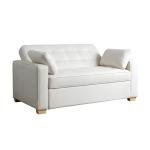 Serta Ainsley 66.5" Convertible Sleeper Loveseat, Full Size, Dreamcoil Comfort, Soft Woven Fabric, Oyster