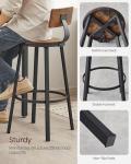 VASAGLE Bar Stools Set of 4, Bar Height Stools, 28.9 Inches Counter Barstools Chairs with Back for Dining Kitchen Island, Steel Frame, Industrial Style, Easy Assembly, Rustic Brown and Ink Black