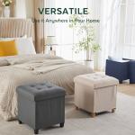FIMIVIBI 17.7" Ottoman with Storage, Square Storage Ottoman for Dorm, Linen Ottomans with Legs for Living Room, Bedroom, Gray