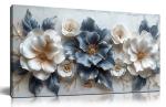 CPKATMT Flower Prints Wall Art for Living Room Blue and White Paintings for Wall Office Wall Decor for Bedroom Aesthetic Size 20" x 40"