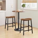 HOOBRO Bar Stools Set of 2, Counter Height Bar Stools, 23.6 Inch Barstools for Kitchen Counter, Kitchen Stools with Footrests, Saddle Barstools for Dining Room, Rustic Brown and Black BF57MDP201