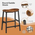 HOOBRO Bar Stools Set of 2, Counter Height Bar Stools, 23.6 Inch Barstools for Kitchen Counter, Kitchen Stools with Footrests, Saddle Barstools for Dining Room, Rustic Brown and Black BF57MDP201