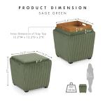Furniture of America Lennox Modern Chenille 17-inch Square Storage Ottoman with Reversible Tray Top, Upholstered Footstool for Living Room, Bedroom, Entryway, Green