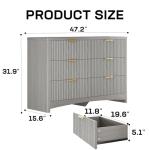 Marsail 6 Drawer Wooden Dresser with Smooth-Glide Drawers, Modern Storage Solution for Bedrooms, Living Rooms, and Hallways, Featuring Large Capacity and an Elegant Natural Wood Finish, Light Grey