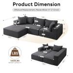 Vamcheer Modular Sectional Sofa - Modern L Shaped Boneless Couch with Deep Seat, Upholstered Sectional Couches for Living Room, Bedroom, Office, No Assembly Required, Gray