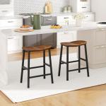 HOOBRO Bar Stools Set of 2, Counter Height Bar Stools, 23.6 Inch Barstools for Kitchen Counter, Kitchen Stools with Footrests, Saddle Barstools for Dining Room, Rustic Brown and Black BF57MDP201