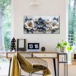 CPKATMT Flower Prints Wall Art for Living Room Blue and White Paintings for Wall Office Wall Decor for Bedroom Aesthetic Size 20" x 40"