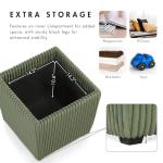 Furniture of America Lennox Modern Chenille 17-inch Square Storage Ottoman with Reversible Tray Top, Upholstered Footstool for Living Room, Bedroom, Entryway, Green