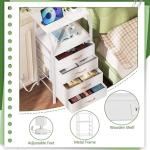 Furnulem Night Stand with Charging Station, Dresser with PVC & Fabric Drawers, 33.3 Inch Side Table with Open Shelf, Tall Bedside Table for Closet, Entryway, Bedroom Furniture, 3 Ways to Use, White